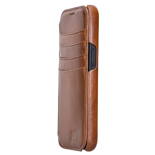 Rostar Golden Brown Leather iPhone 13 Mini Detachable Bi-Fold Wallet Case with MagSafe & Card Holder - Bomonti - 8