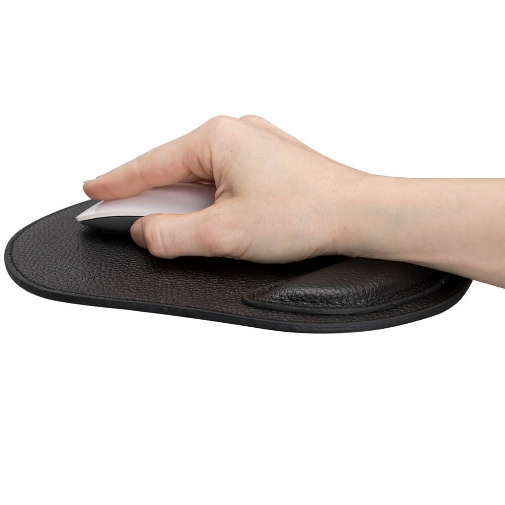 Ergonomic Black Luxury Leather Mouse Pad with Wrist Rest Support and anti-slip - Bomonti - 3