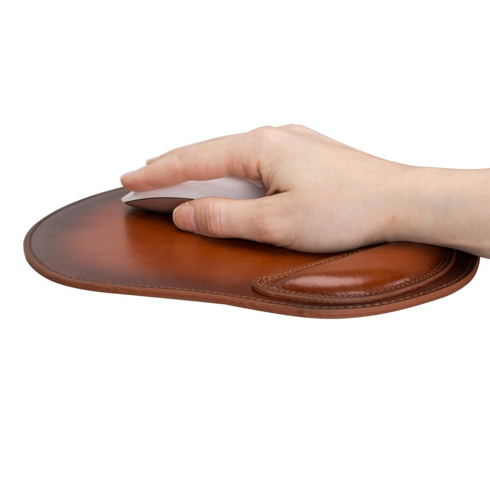 Ergonomic Brown Luxury Leather Mouse Pad with Wrist Rest Support and anti-slip - Bomonti - 3