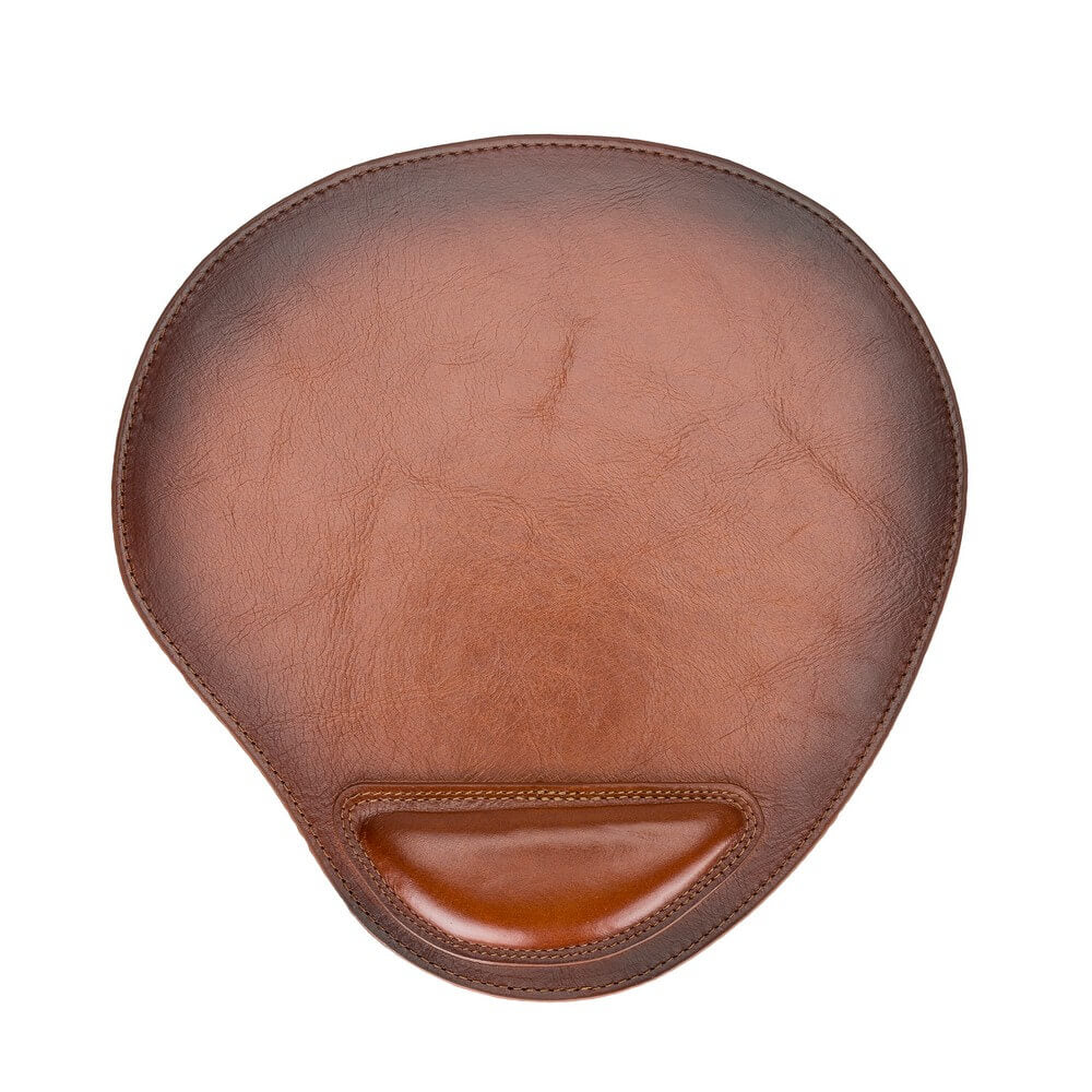 Ergonomic Brown Luxury Leather Mouse Pad with Wrist Rest Support and anti-slip - Bomonti - 4