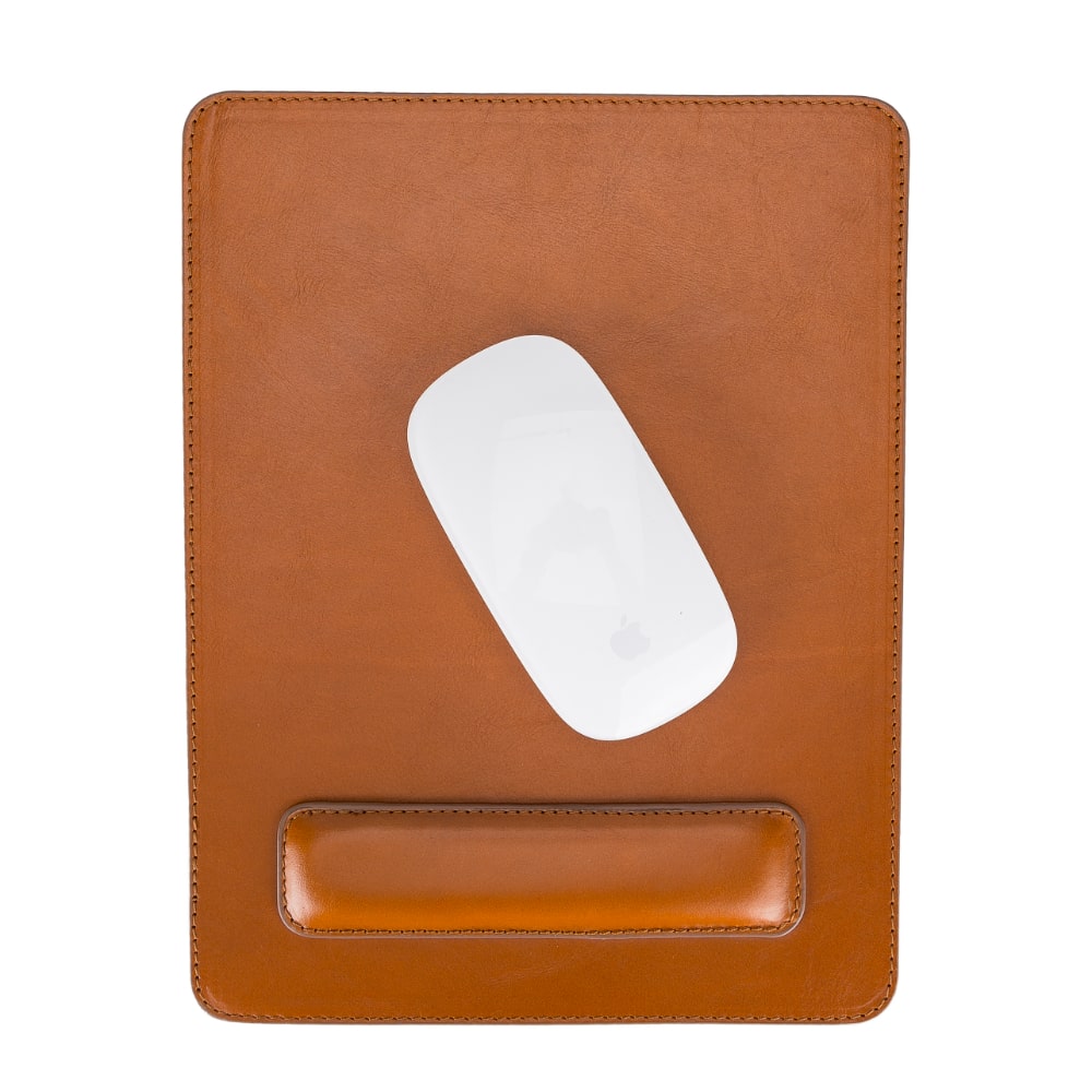 Ergonomic Brown Luxury Leather Mouse Pad with Wrist Rest Support and anti-slip - Bomonti - 3
