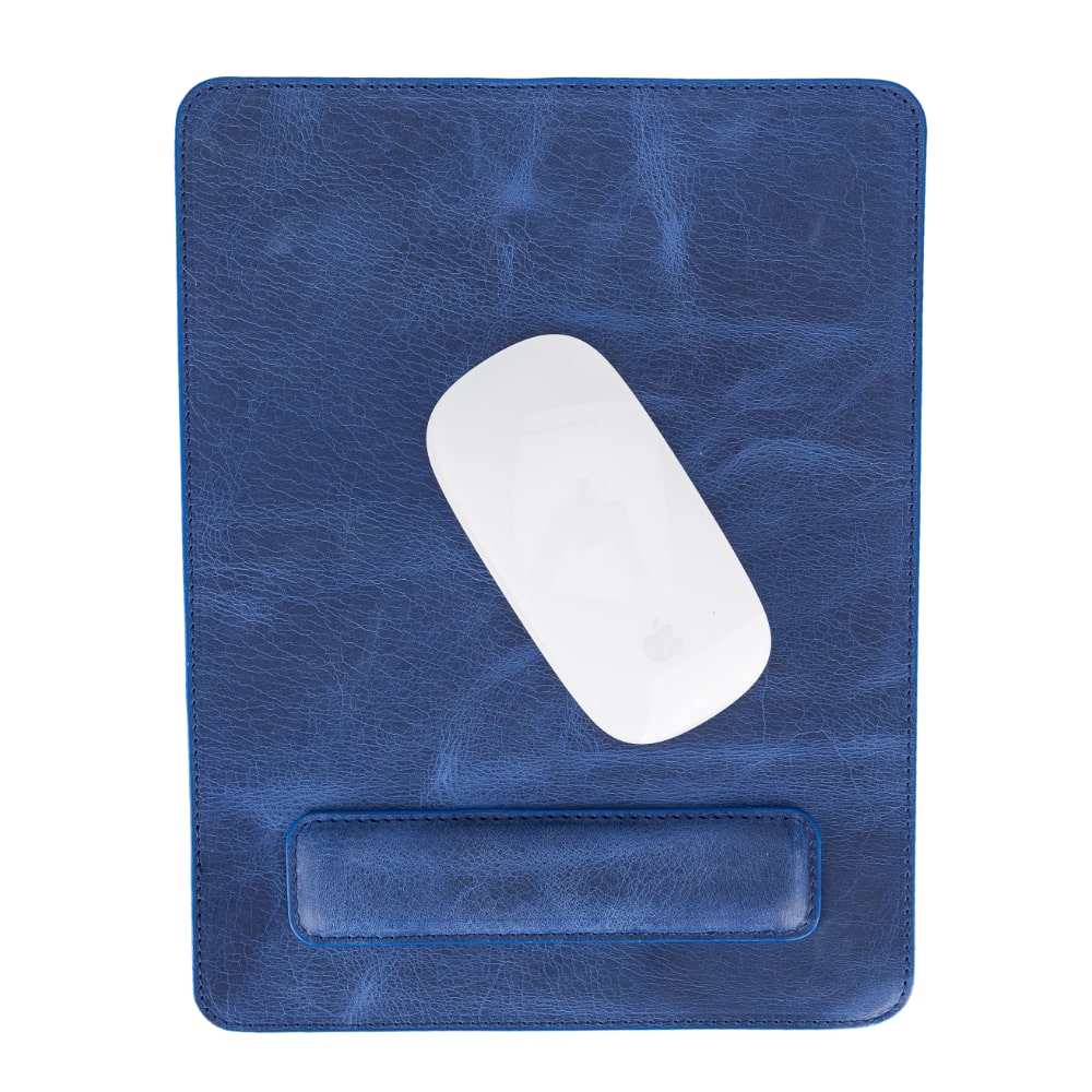 Ergonomic Blue Luxury Leather Mouse Pad with Wrist Rest Support and anti-slip - Bomonti - 3
