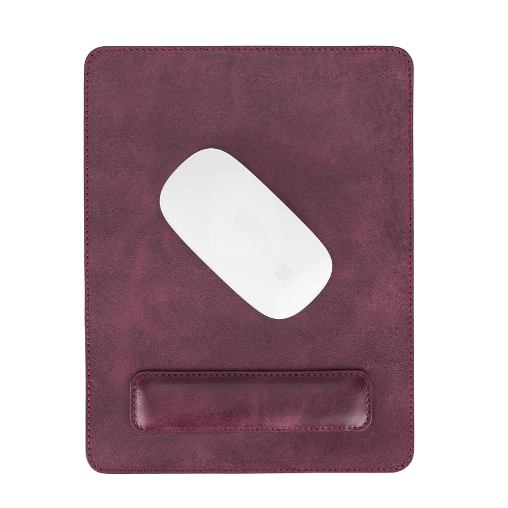 Ergonomic Wine Red Luxury Leather Mouse Pad with Wrist Rest Support and anti-slip - Bomonti - 3