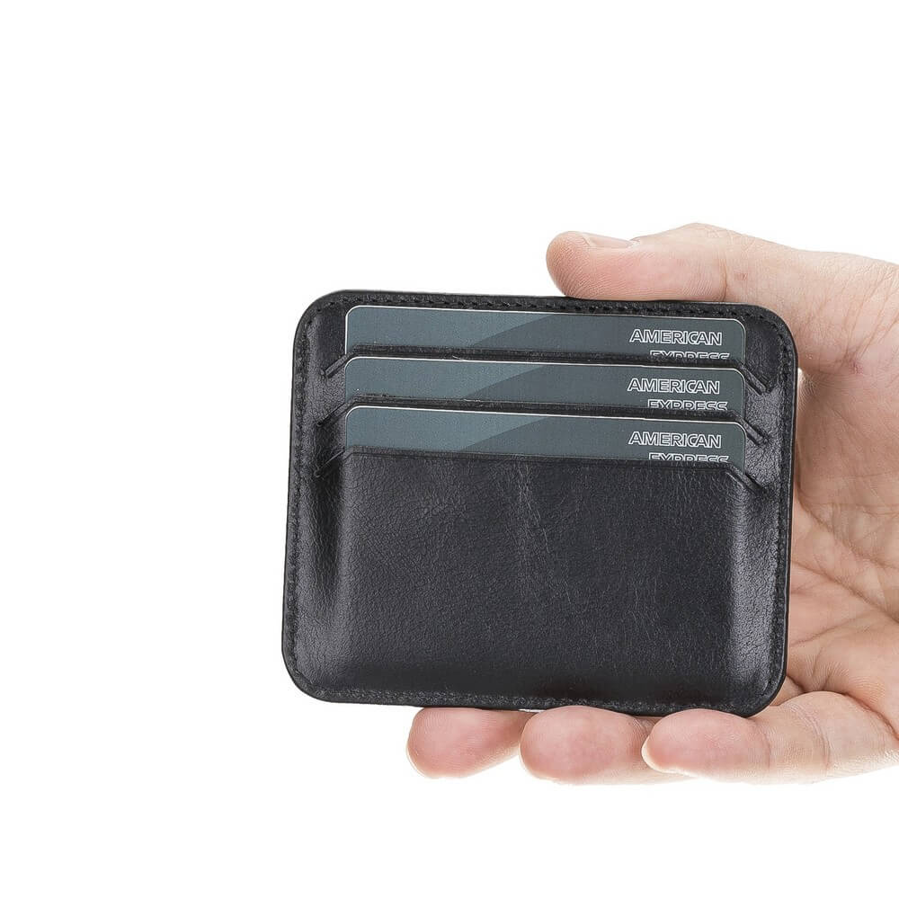 Genuine Black Leather Slim Card Sleeve - Bomonti - 1
