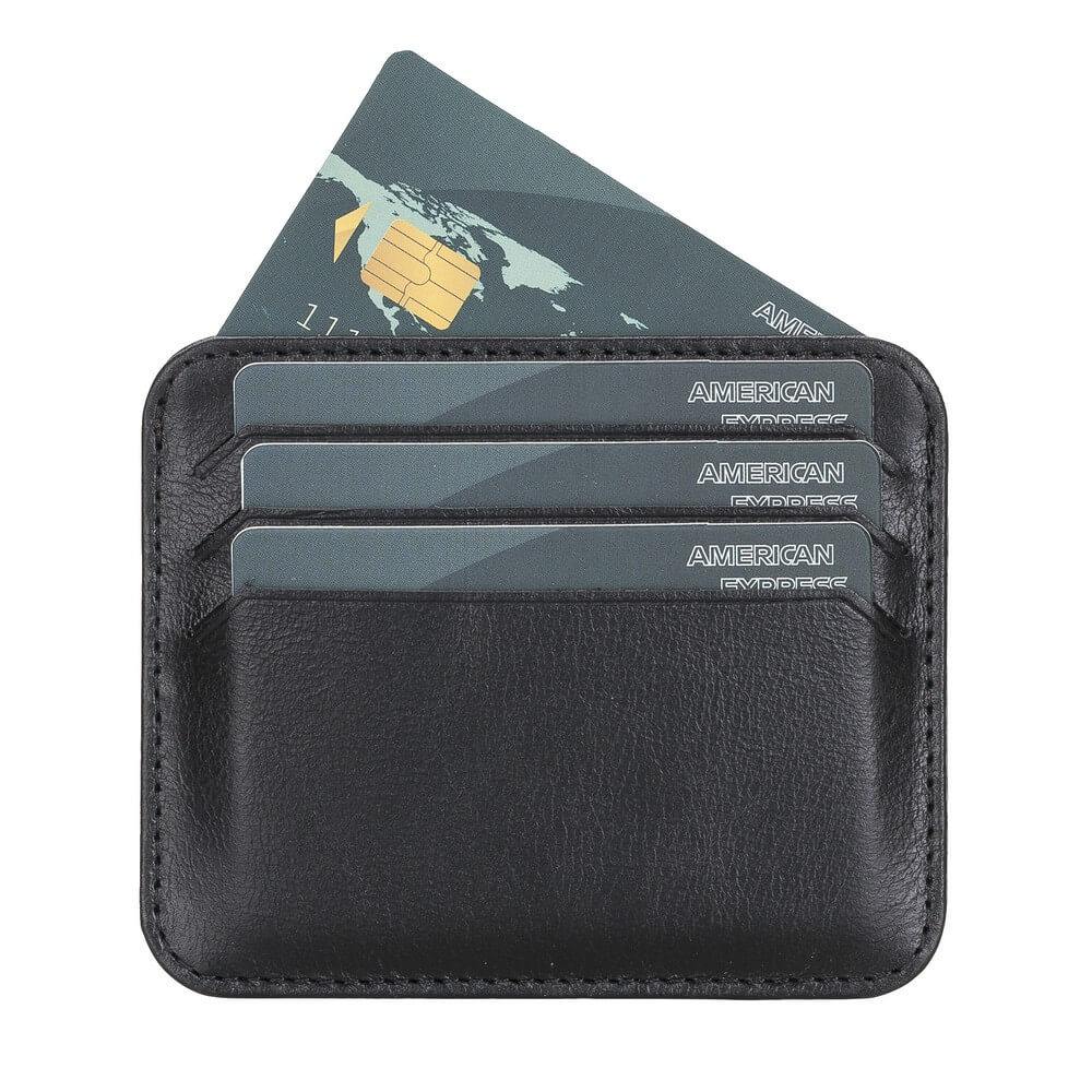 Genuine Black Leather Slim Card Sleeve - Bomonti - 3