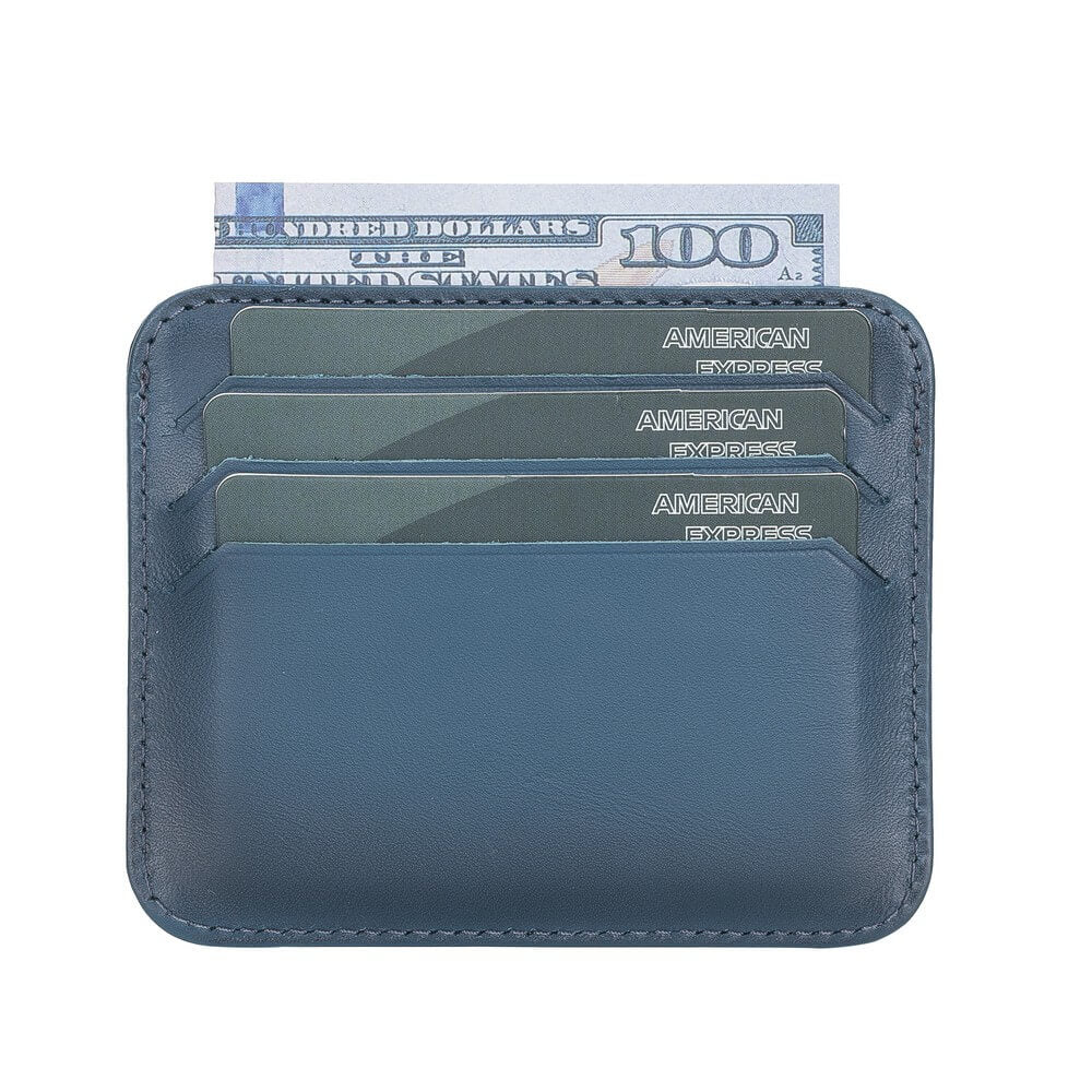 Genuine Navy Blue Leather Slim Card Sleeve - Bomonti - 3