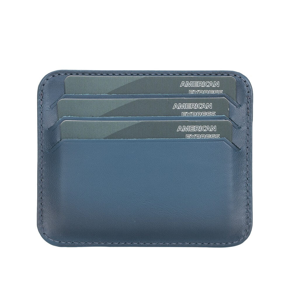 Genuine Navy Blue Leather Slim Card Sleeve - Bomonti - 4