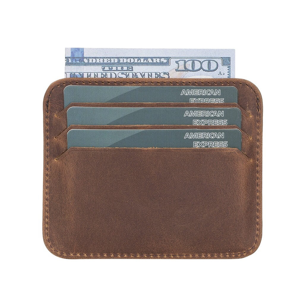 Genuine Brown Leather Slim Card Sleeve - Bomonti - 2