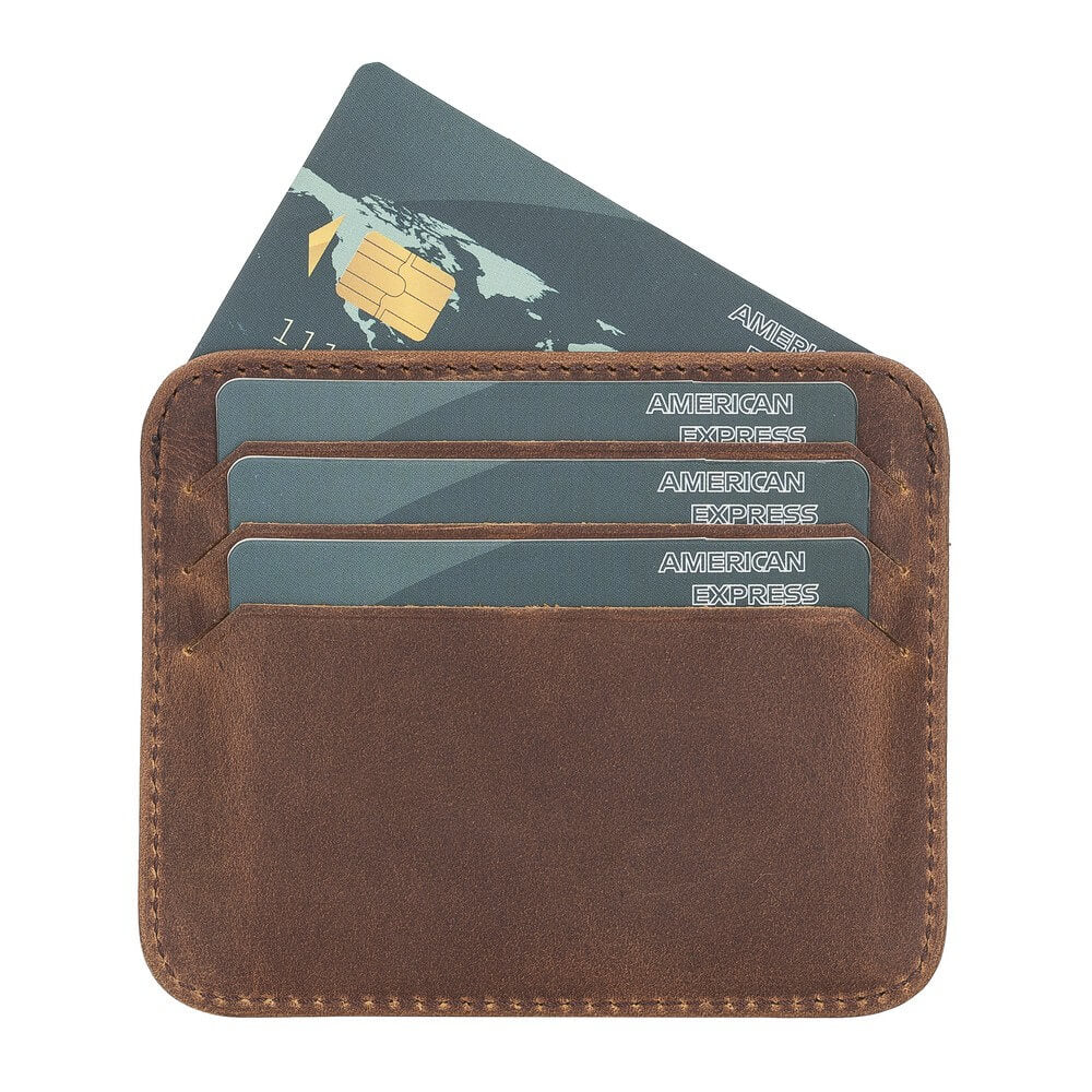 Genuine Brown Leather Slim Card Sleeve - Bomonti - 3