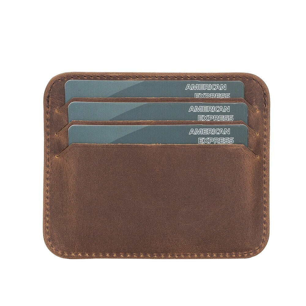 Genuine Brown Leather Slim Card Sleeve - Bomonti - 4