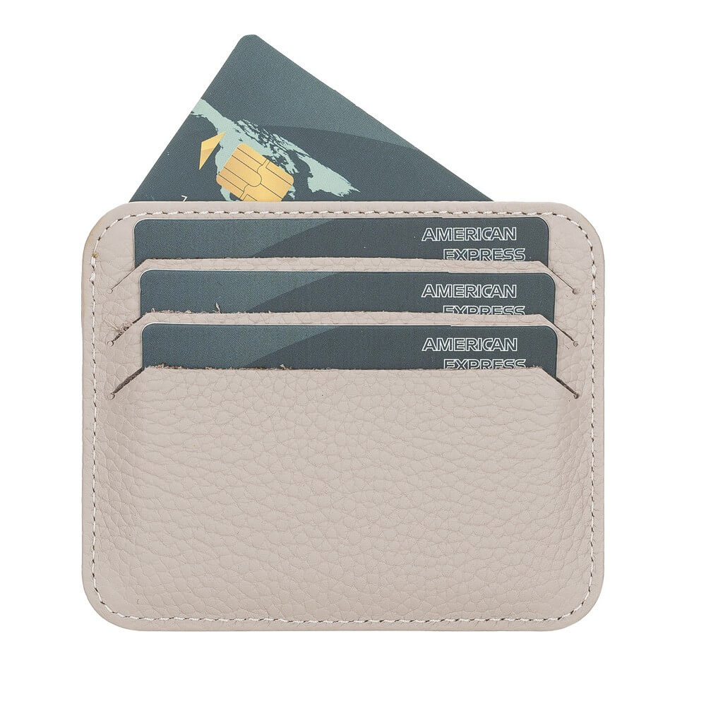 Genuine Cream Leather Slim Card Sleeve - Bomonti - 3