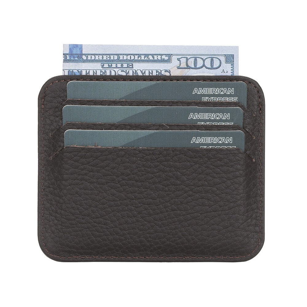 Genuine Dark Brown Leather Slim Card Sleeve - Bomonti - 1