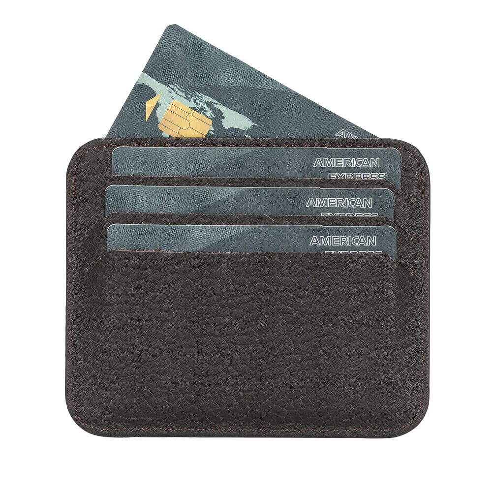 Genuine Dark Brown Leather Slim Card Sleeve - Bomonti - 2