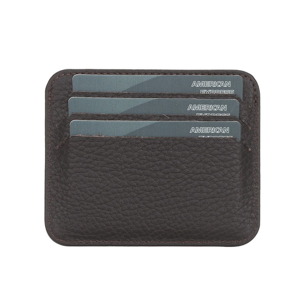 Genuine Dark Brown Leather Slim Card Sleeve - Bomonti - 3