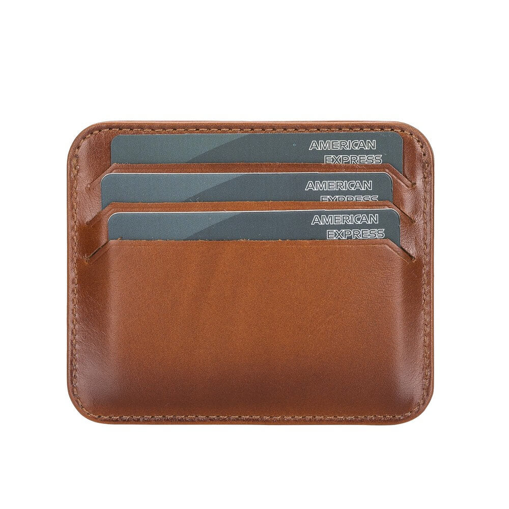 Genuine Golden Brown Leather Slim Card Sleeve - Bomonti - 4