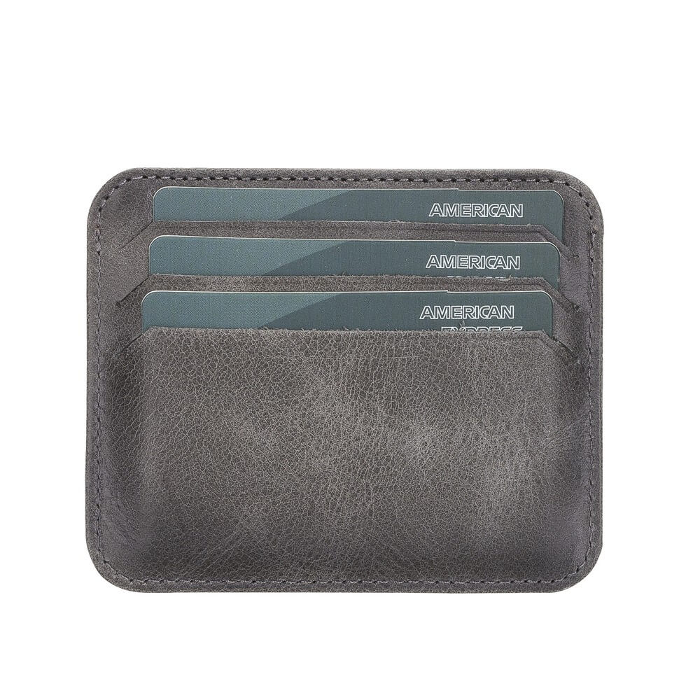 Genuine Gray Leather Slim Card Sleeve - Bomonti - 4