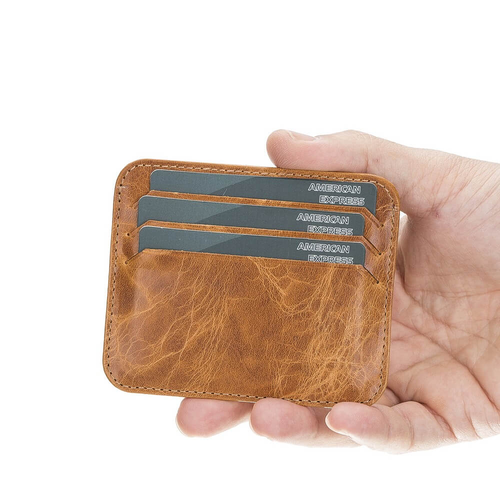 Genuine Light Brown Leather Slim Card Sleeve - Bomonti - 1