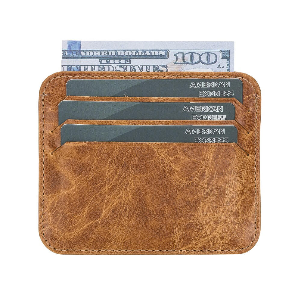 Genuine Light Brown Leather Slim Card Sleeve - Bomonti - 2