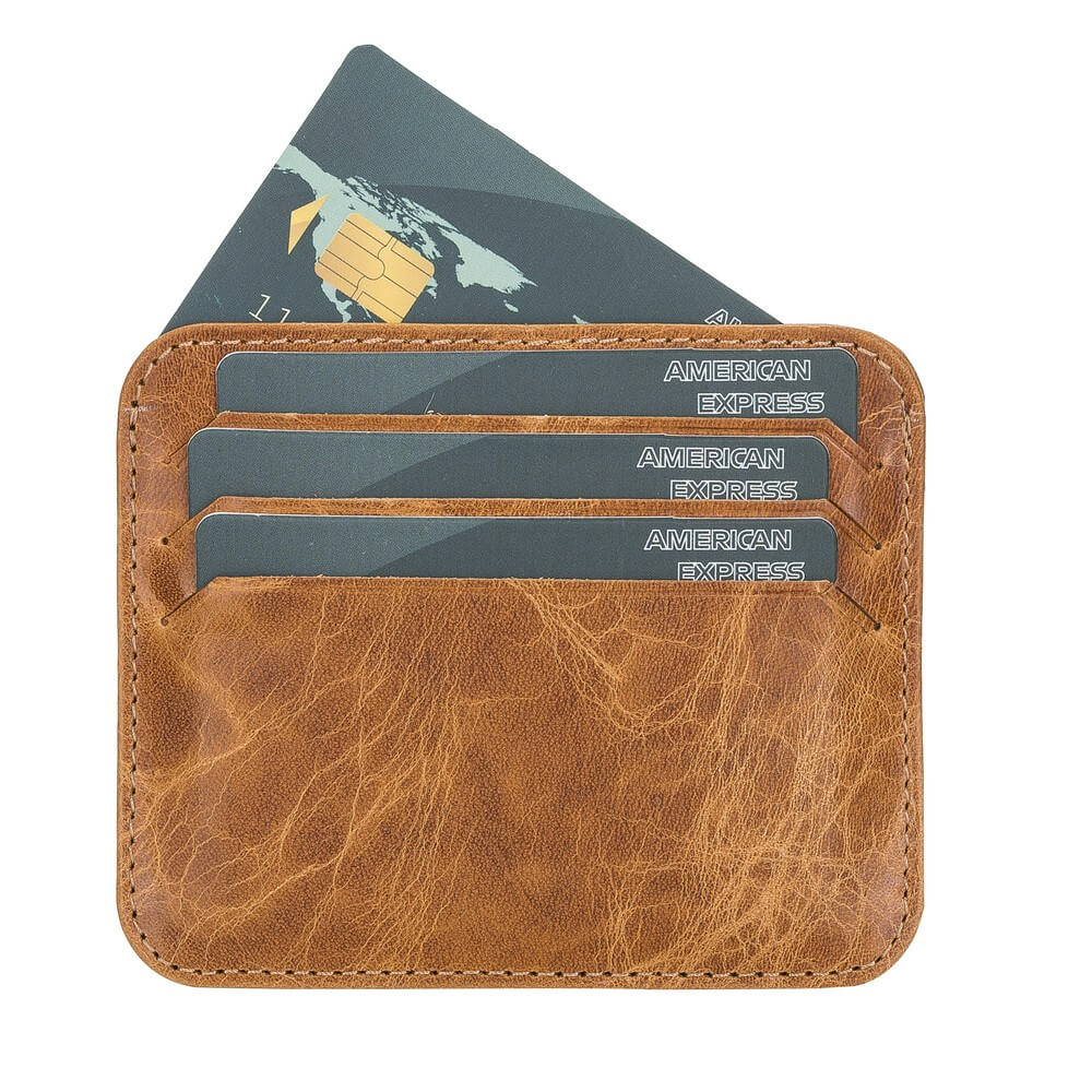 Genuine Light Brown Leather Slim Card Sleeve - Bomonti - 3