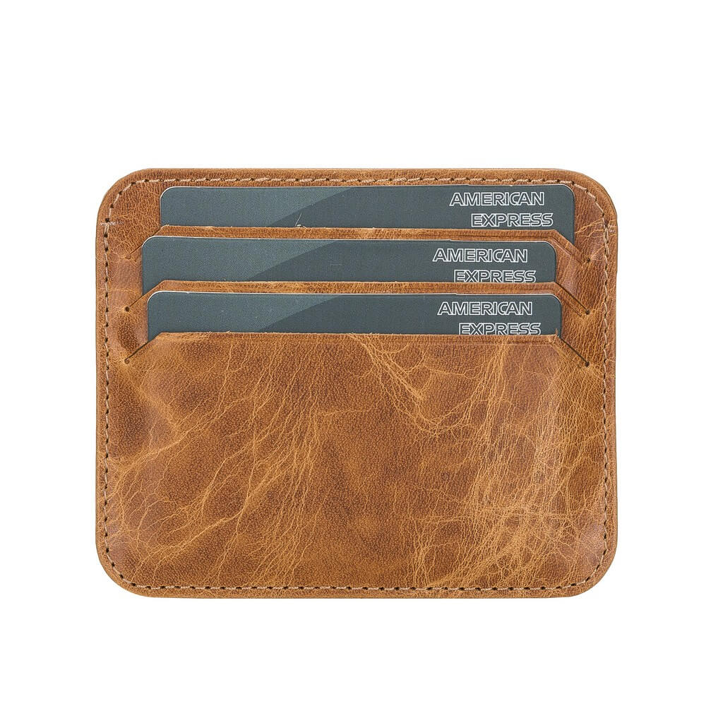 Genuine Light Brown Leather Slim Card Sleeve - Bomonti - 4
