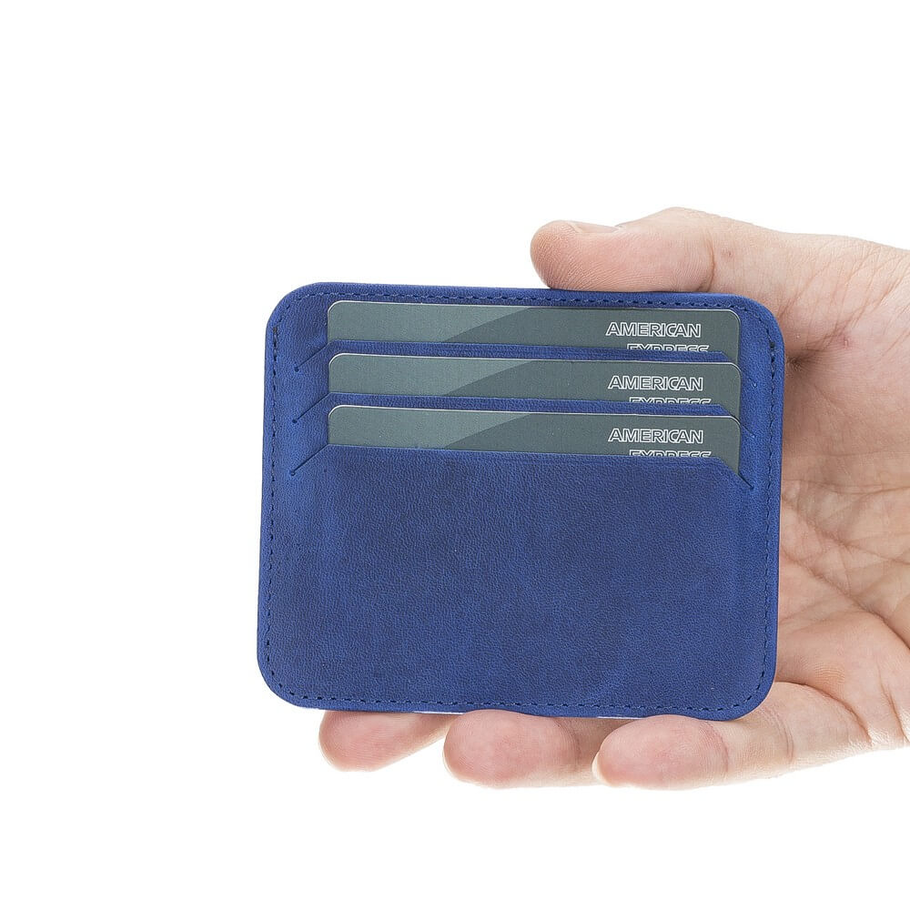 Genuine Navy Blue Leather Slim Card Sleeve - Bomonti - 1
