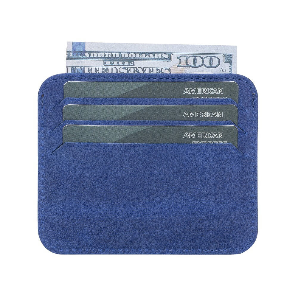 Genuine Navy Blue Leather Slim Card Sleeve - Bomonti - 2