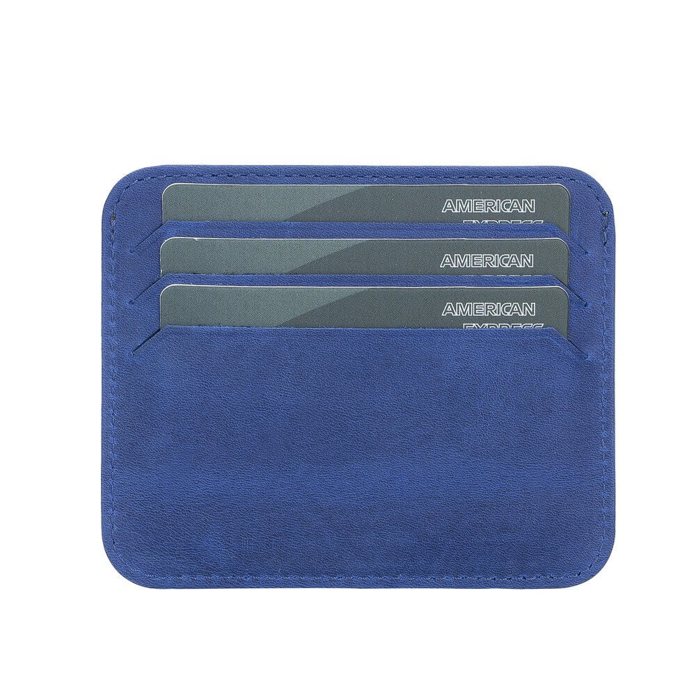 Genuine Navy Blue Leather Slim Card Sleeve - Bomonti - 4