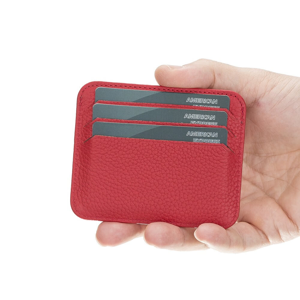 Genuine Red Leather Slim Card Sleeve - Bomonti - 1