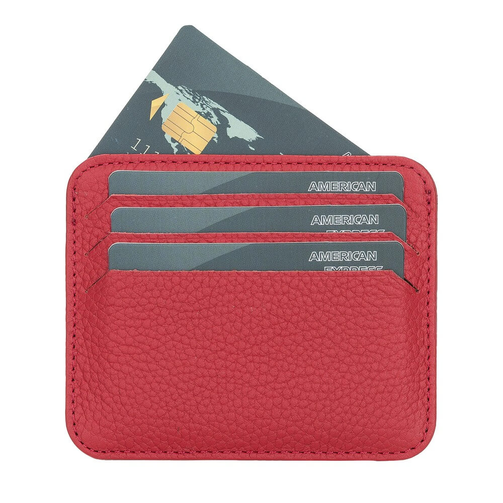 Genuine Red Leather Slim Card Sleeve - Bomonti - 3