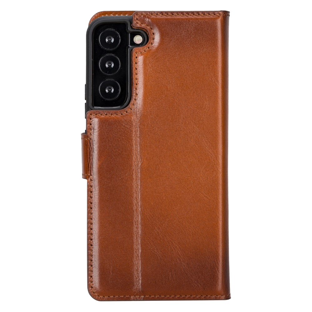 Golden Brown Leather Samsung Galaxy S22+ Wallet Case with Card Holder - Bomonti Leather - 2