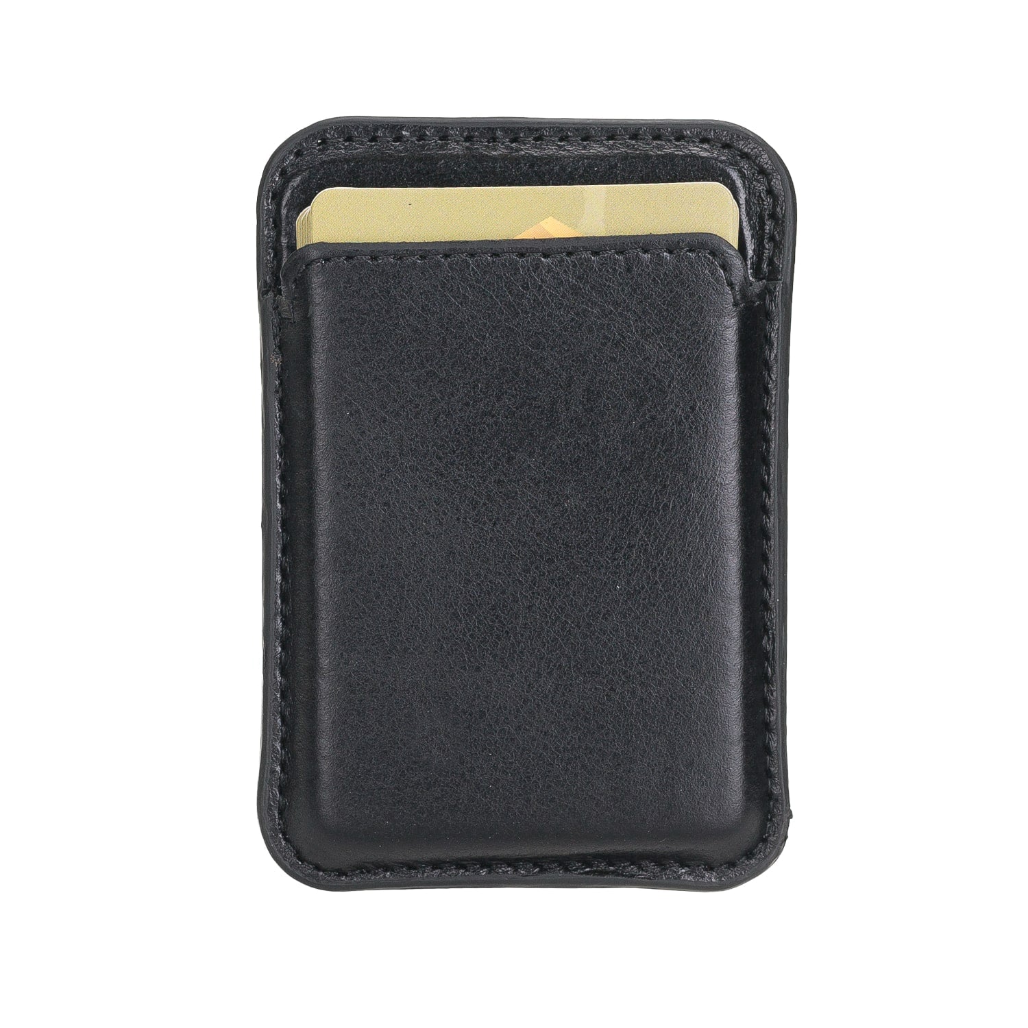 Black Leather Apple MagSafe Card Holder Magnetic Wallet for iPhone - Bomonti - 4