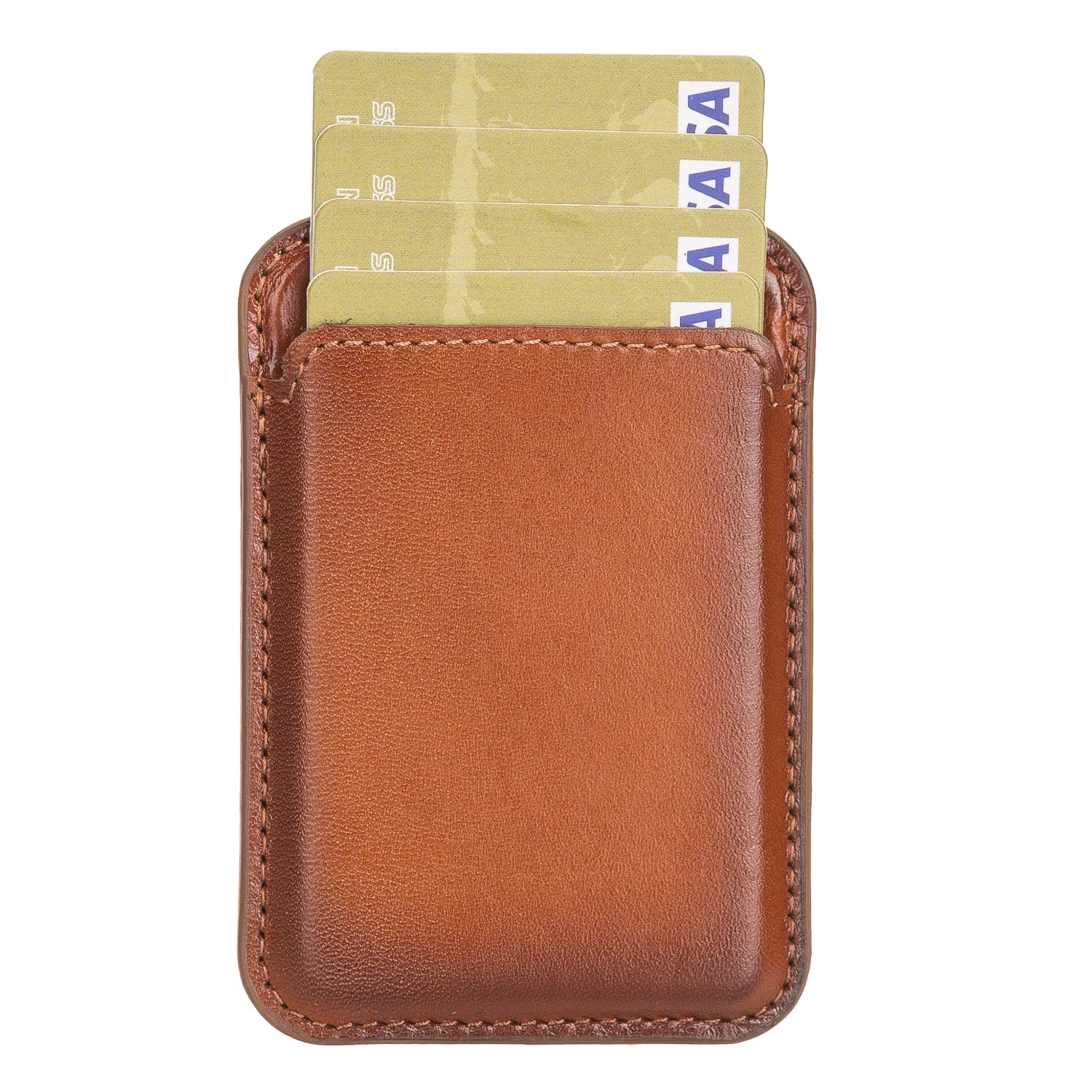 Brown Leather Apple MagSafe Card Holder Magnetic Wallet for iPhone - Bomonti - 2