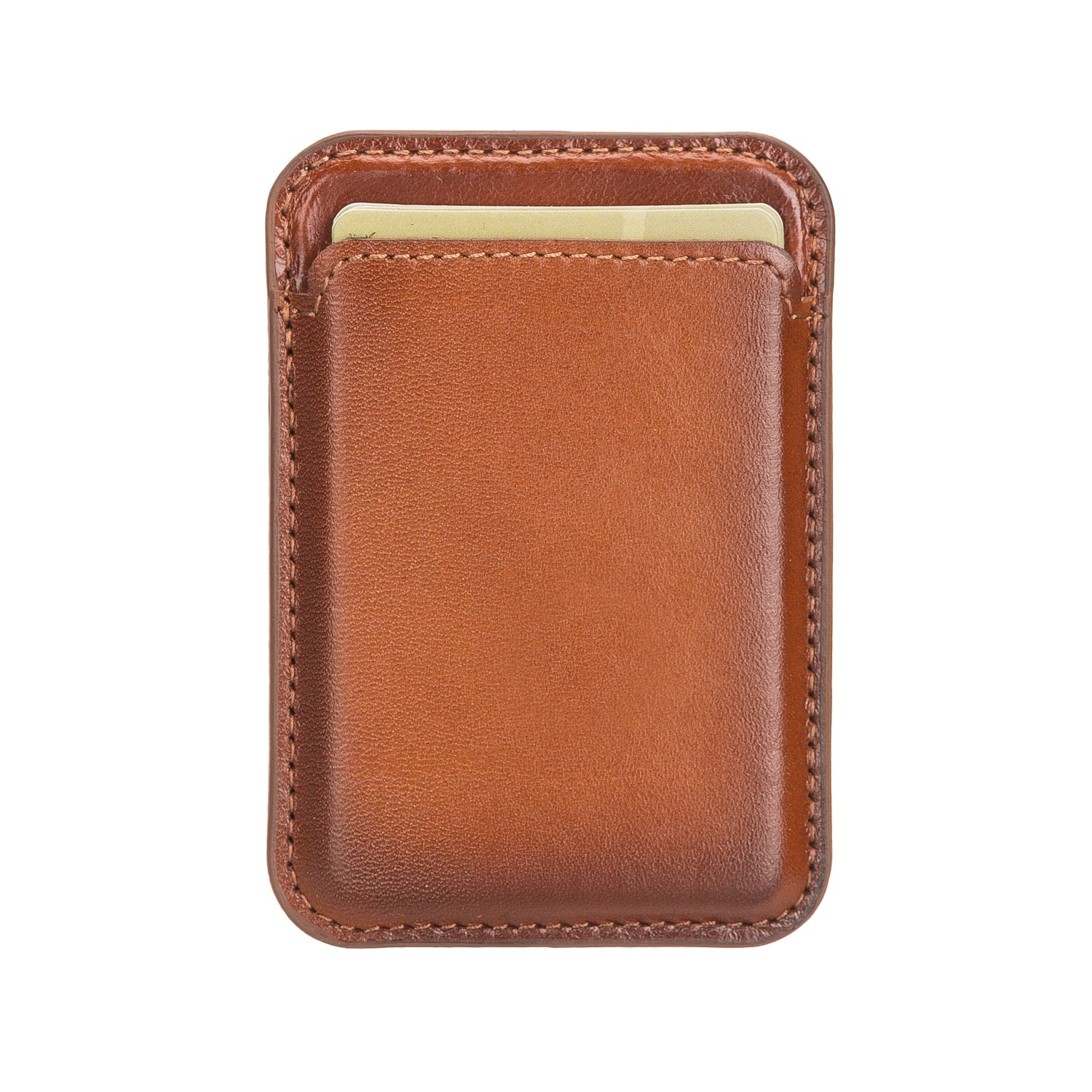 Brown Leather Apple MagSafe Card Holder Magnetic Wallet for iPhone - Bomonti - 4