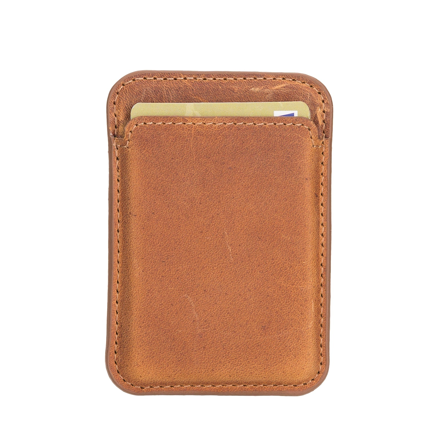 Golden Brown Leather Apple MagSafe Card Holder Magnetic Wallet for iPhone - Bomonti - 4