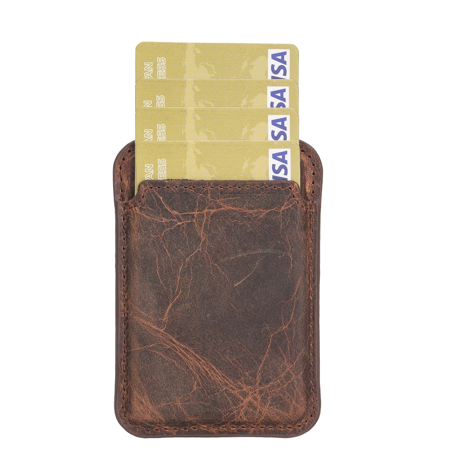Tan Brown Leather Apple MagSafe Card Holder Magnetic Wallet for iPhone - Bomonti - 2