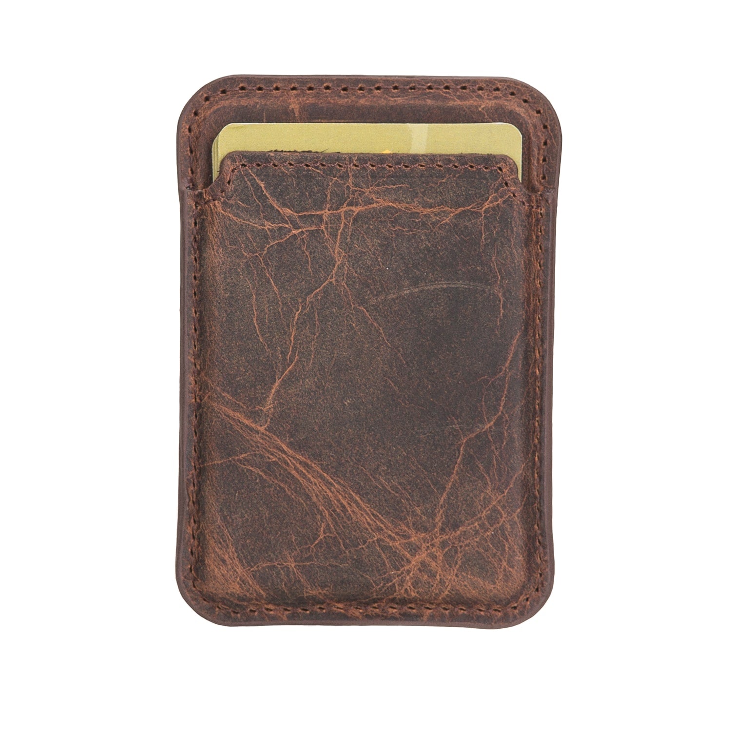 Tan Brown Leather Apple MagSafe Card Holder Magnetic Wallet for iPhone - Bomonti - 4