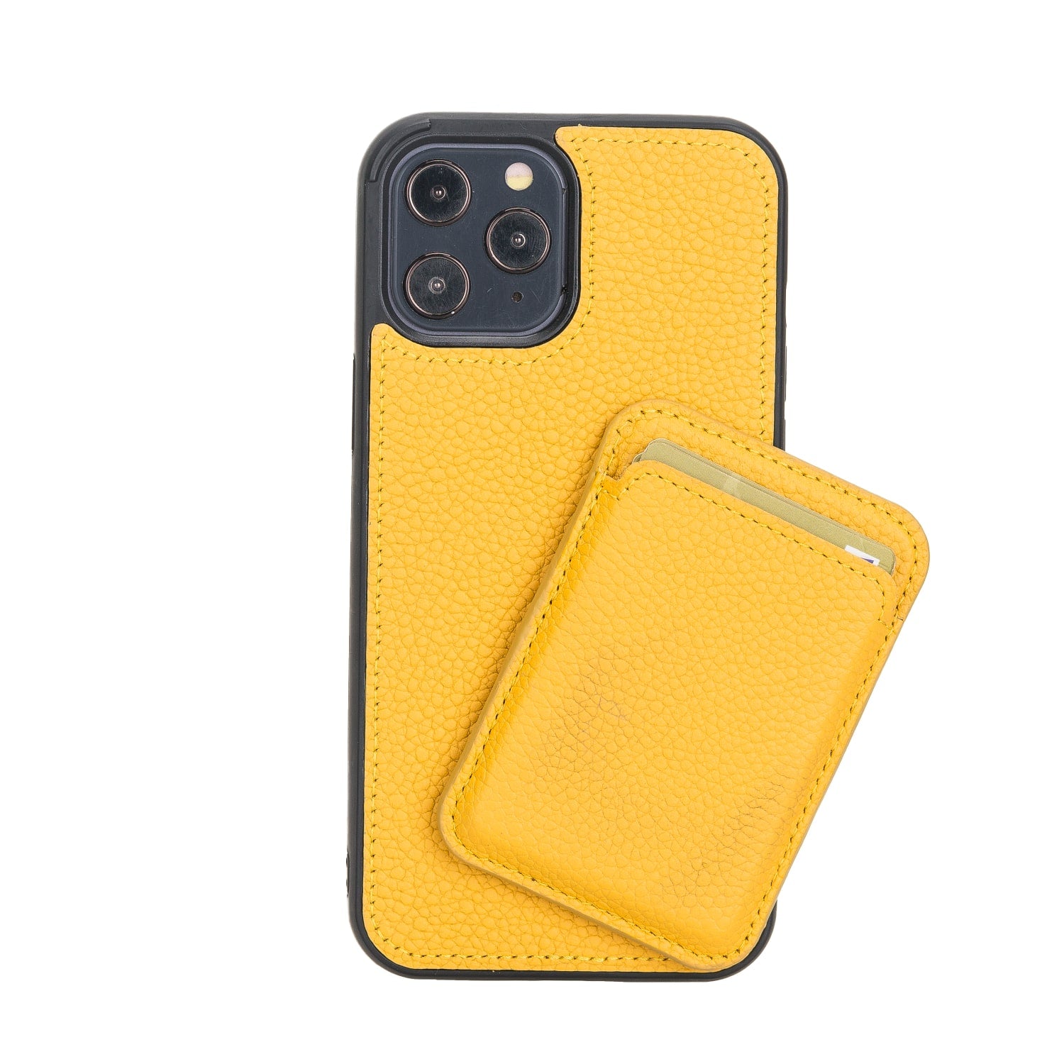 Yellow Leather Apple MagSafe Card Holder Magnetic Wallet for iPhone - Bomonti - 1
