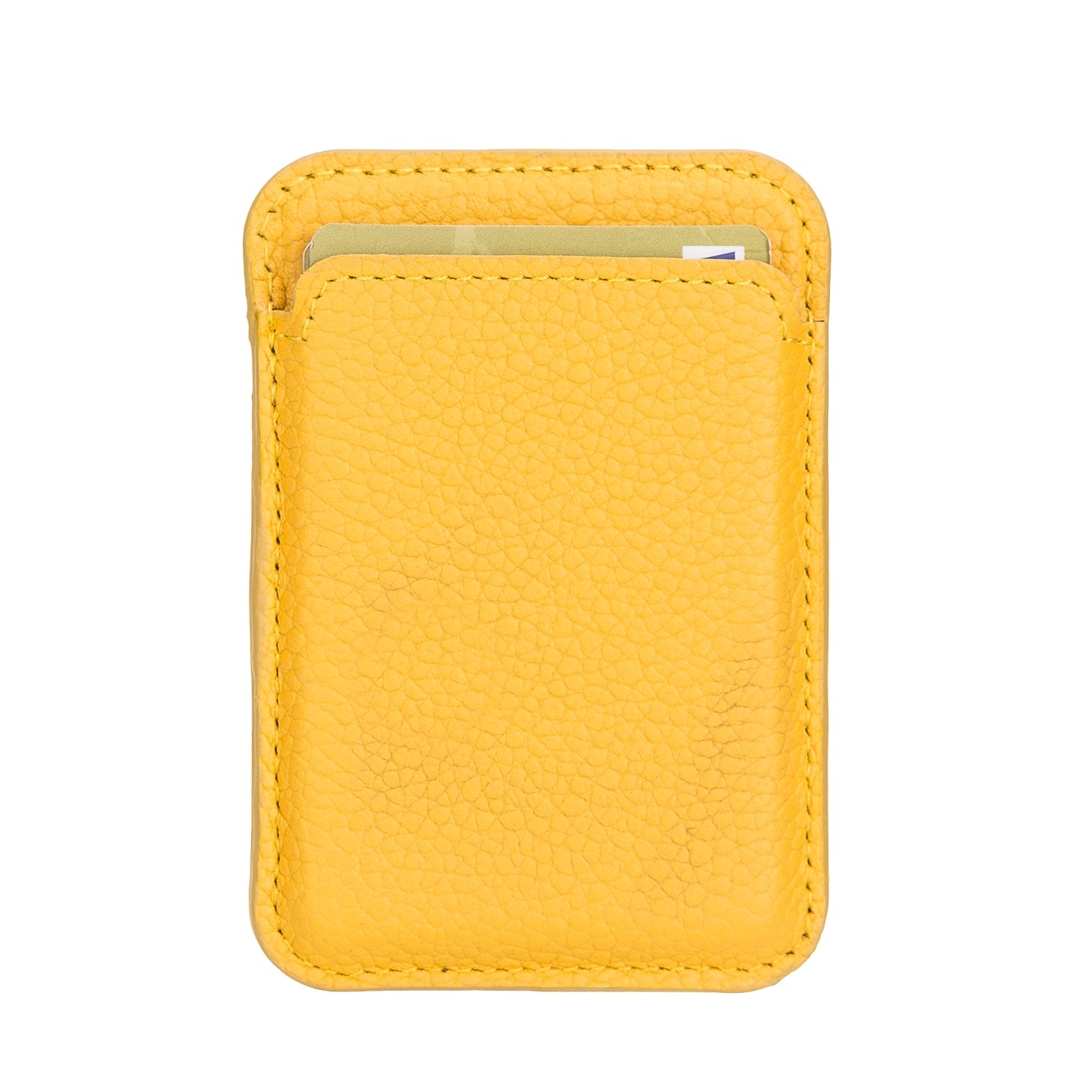Yellow Leather Apple MagSafe Card Holder Magnetic Wallet for iPhone - Bomonti -2