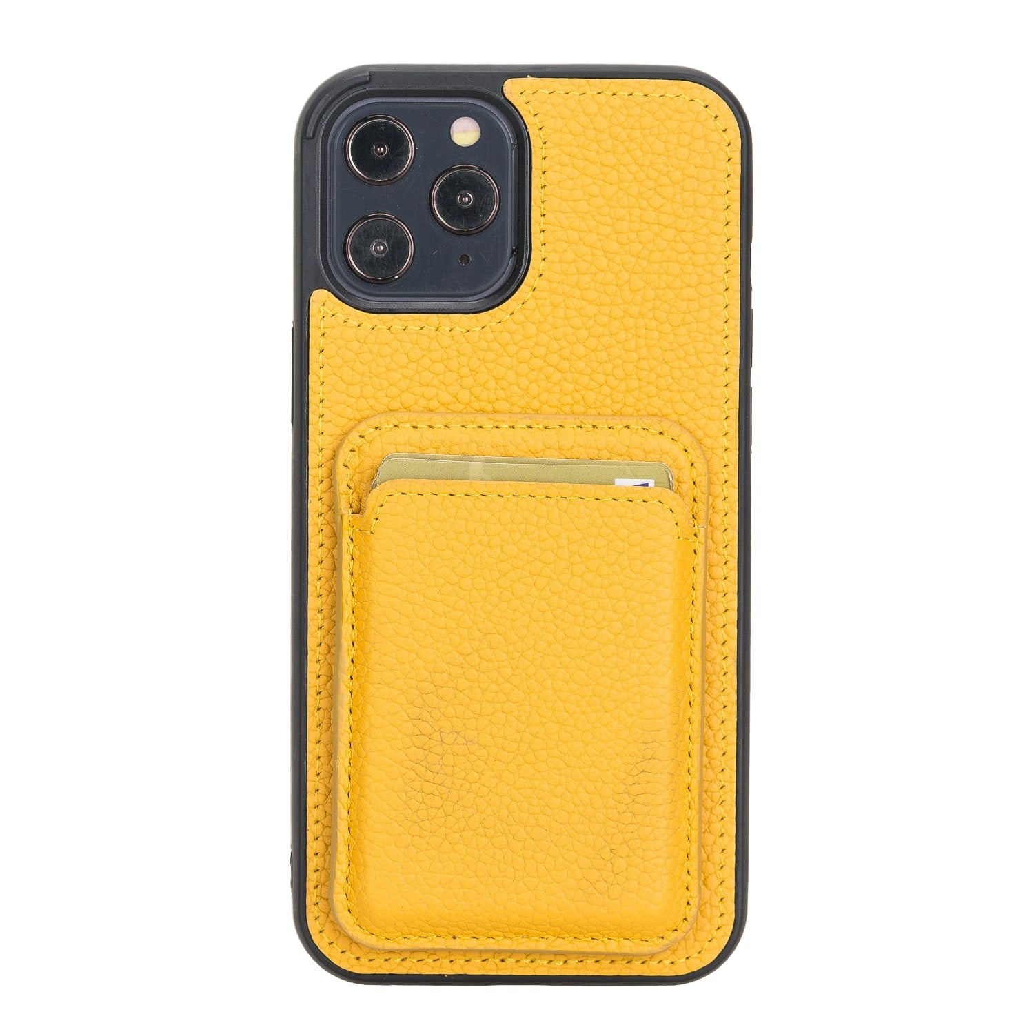 Yellow Leather Apple MagSafe Card Holder Magnetic Wallet for iPhone - Bomonti -3