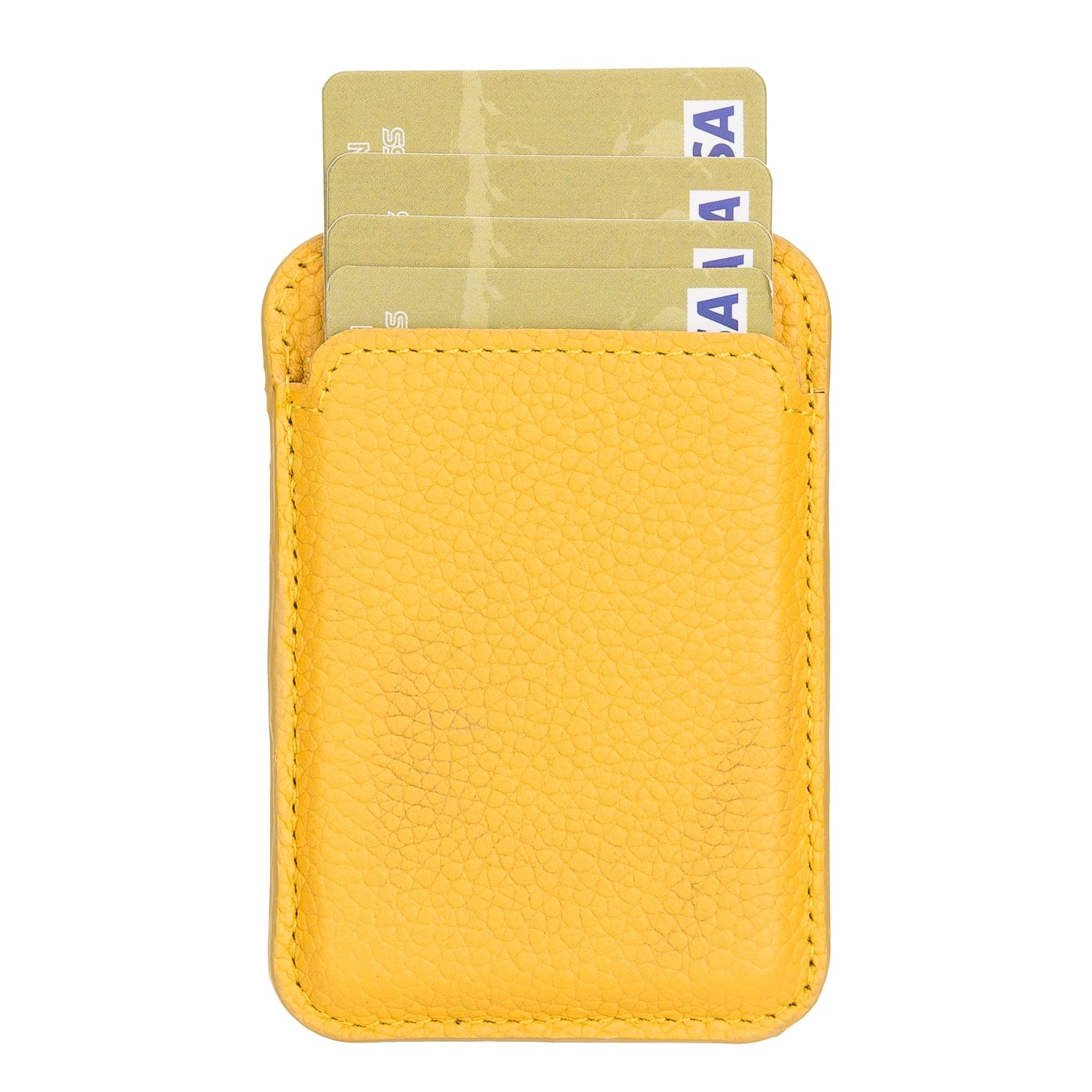 Yellow Leather Apple MagSafe Card Holder Magnetic Wallet for iPhone - Bomonti -4