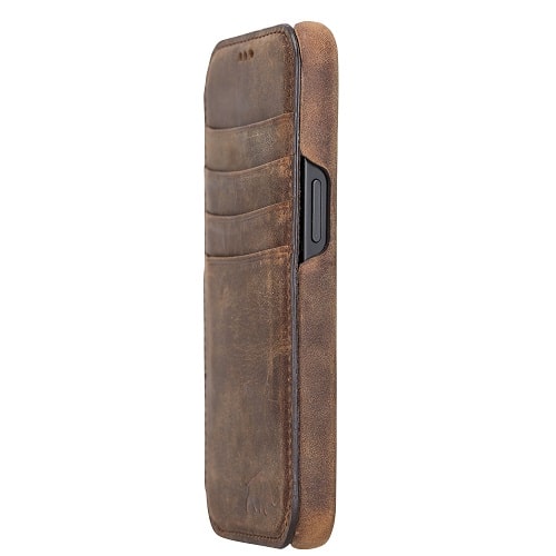 Rostar Tan Brown Leather iPhone 13 Mini Detachable Bi-Fold Wallet Case with MagSafe & Card Holder - Bomonti - 8