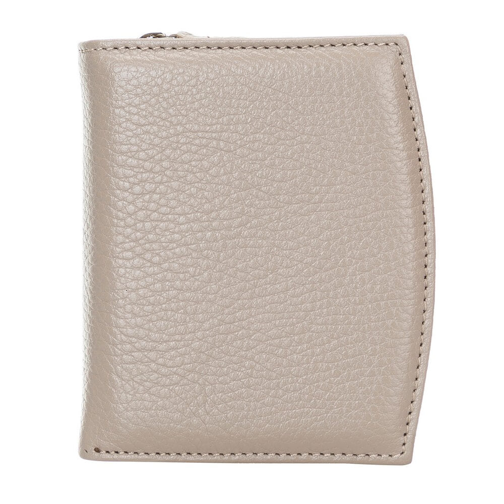 Light Gray Luxury Leather Bifold Minimalist Wallet with Zipper coin slot - Bomonti - 3