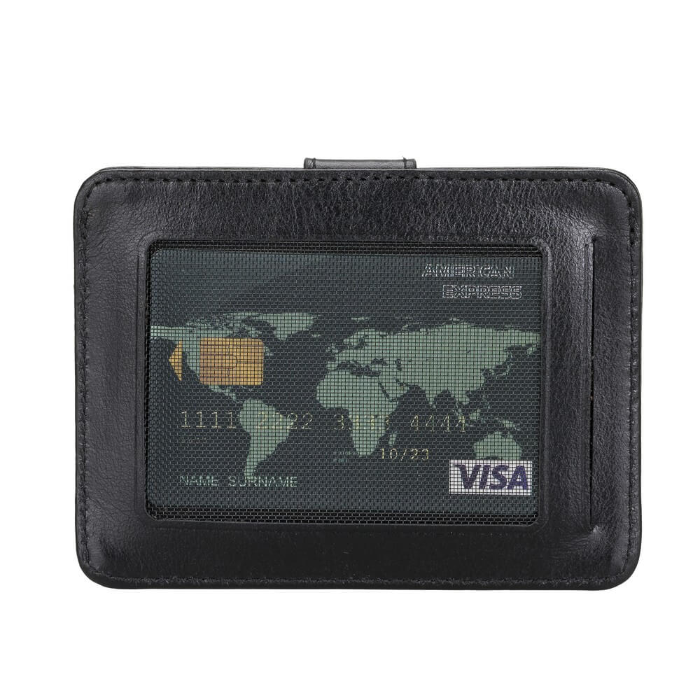 Luxury Black Leather Bifold Card Holder with Snap Closure - Bomonti - 3