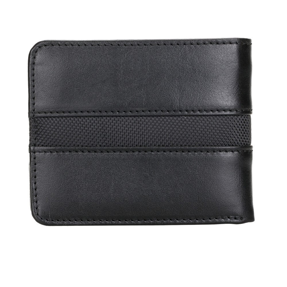 Luxury Black Leather Trifold Men's Card Holder Wallet with ID Window - Bomonti - 2