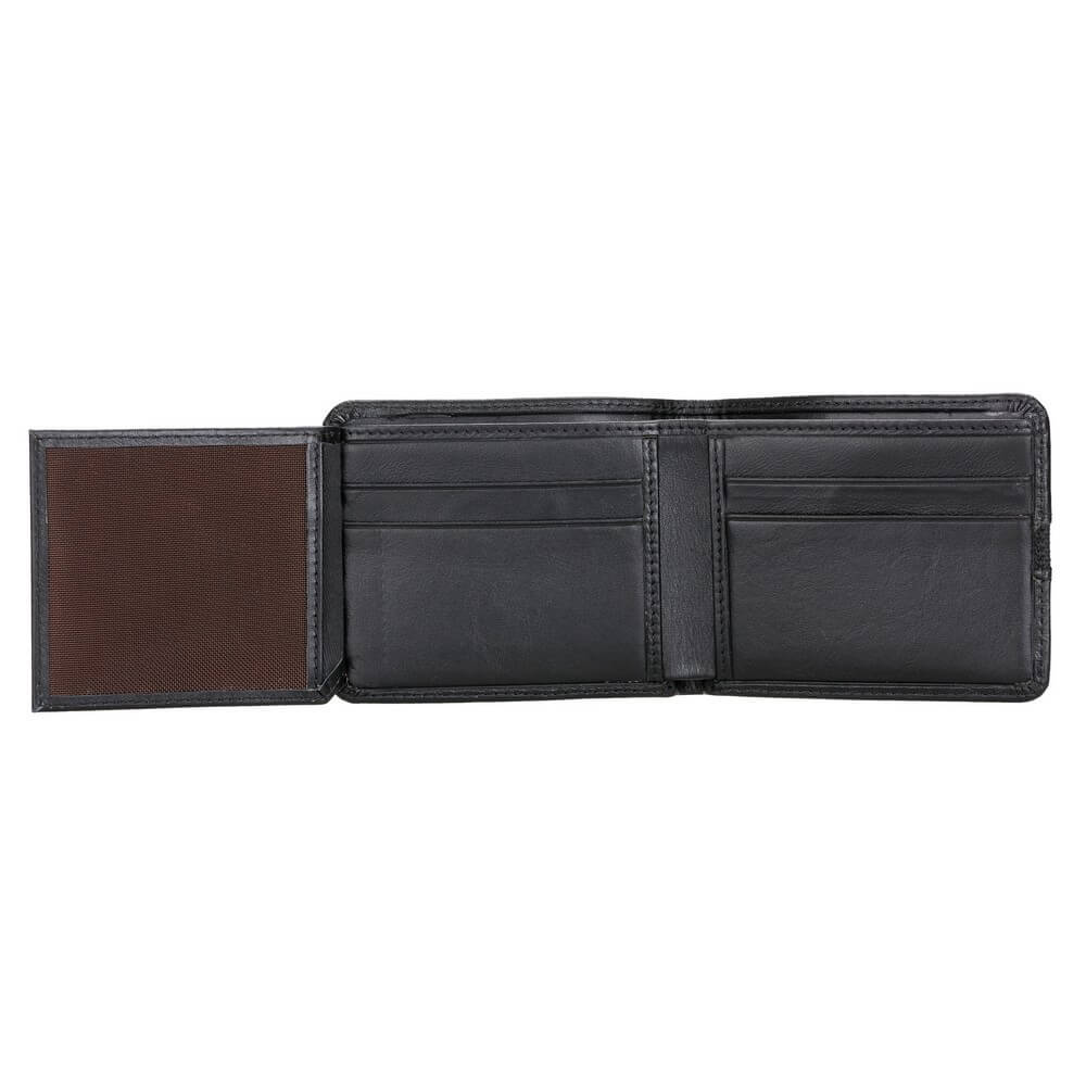 Luxury Black Leather Trifold Men's Card Holder Wallet with ID Window - Bomonti - 4