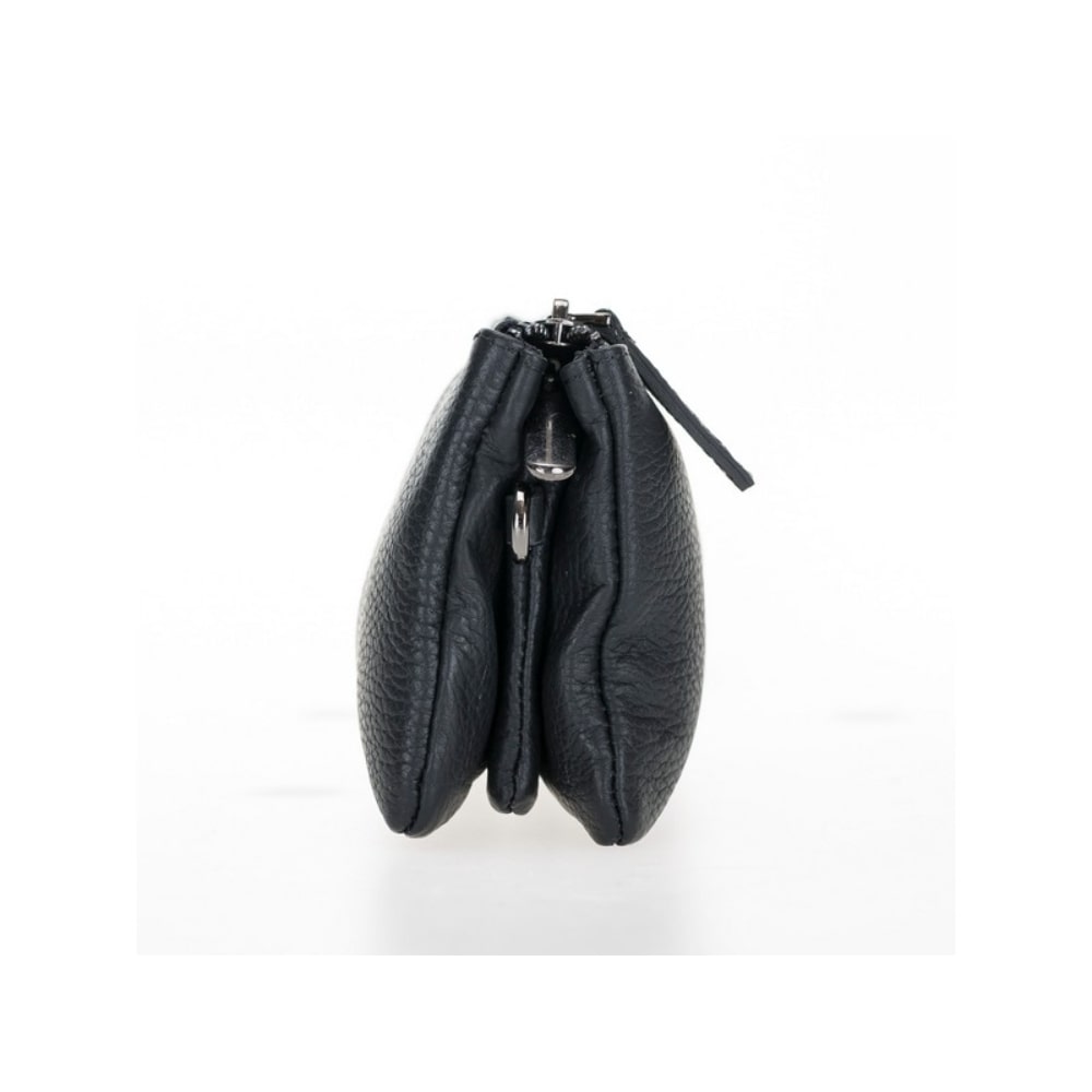 Luxury Black Leather Women’s Clutch Purse with Strap - Bomonti - 2