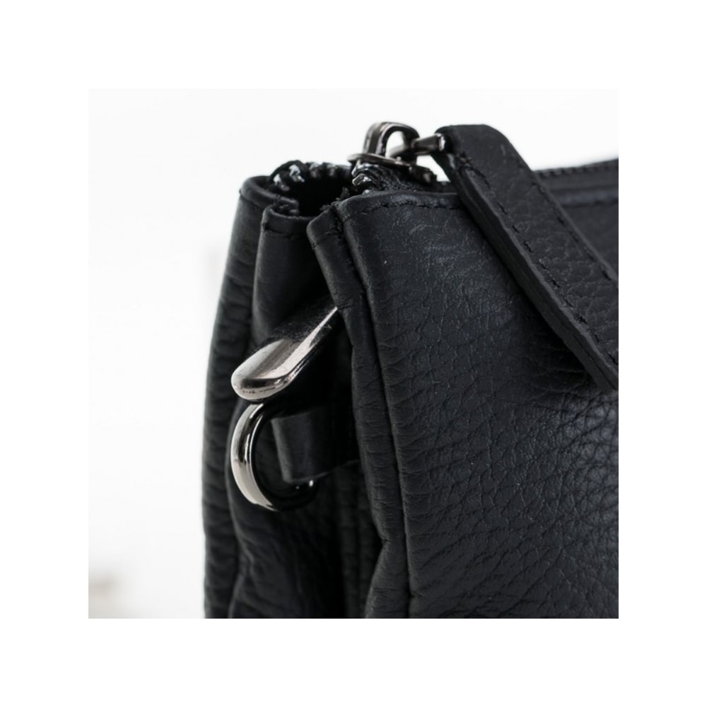 Luxury Black Leather Women’s Clutch Purse with Strap - Bomonti - 3