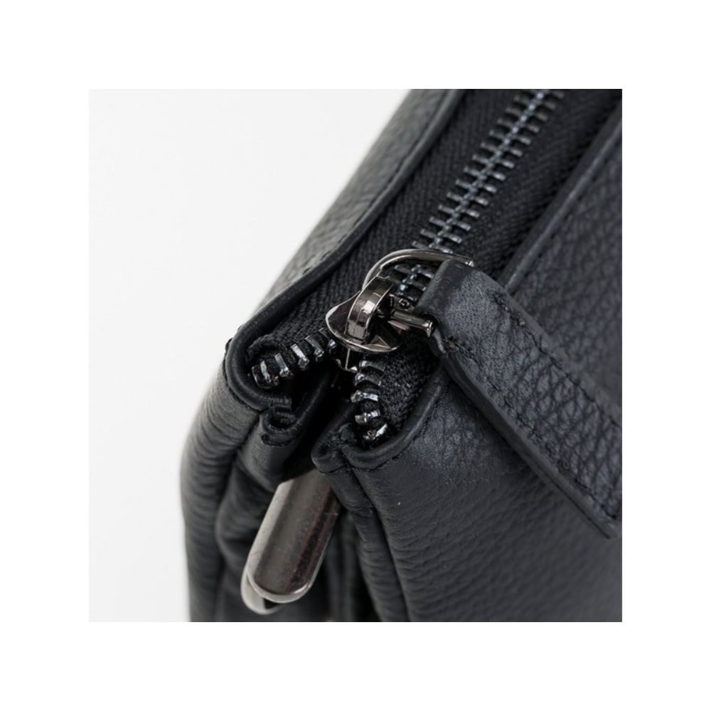 Luxury Black Leather Women’s Clutch Purse with Strap - Bomonti - 4