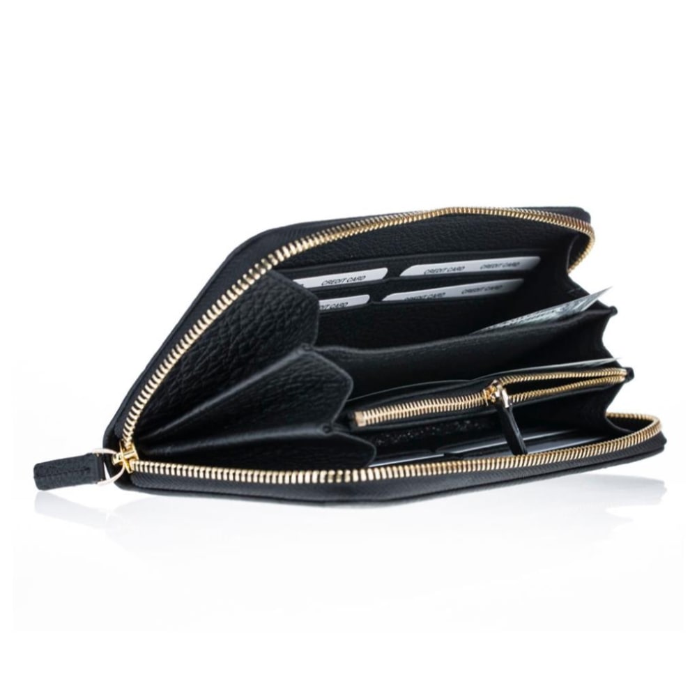 Luxury Black Leather Women’s Minimalist Clutch Purse - Bomonti - 3