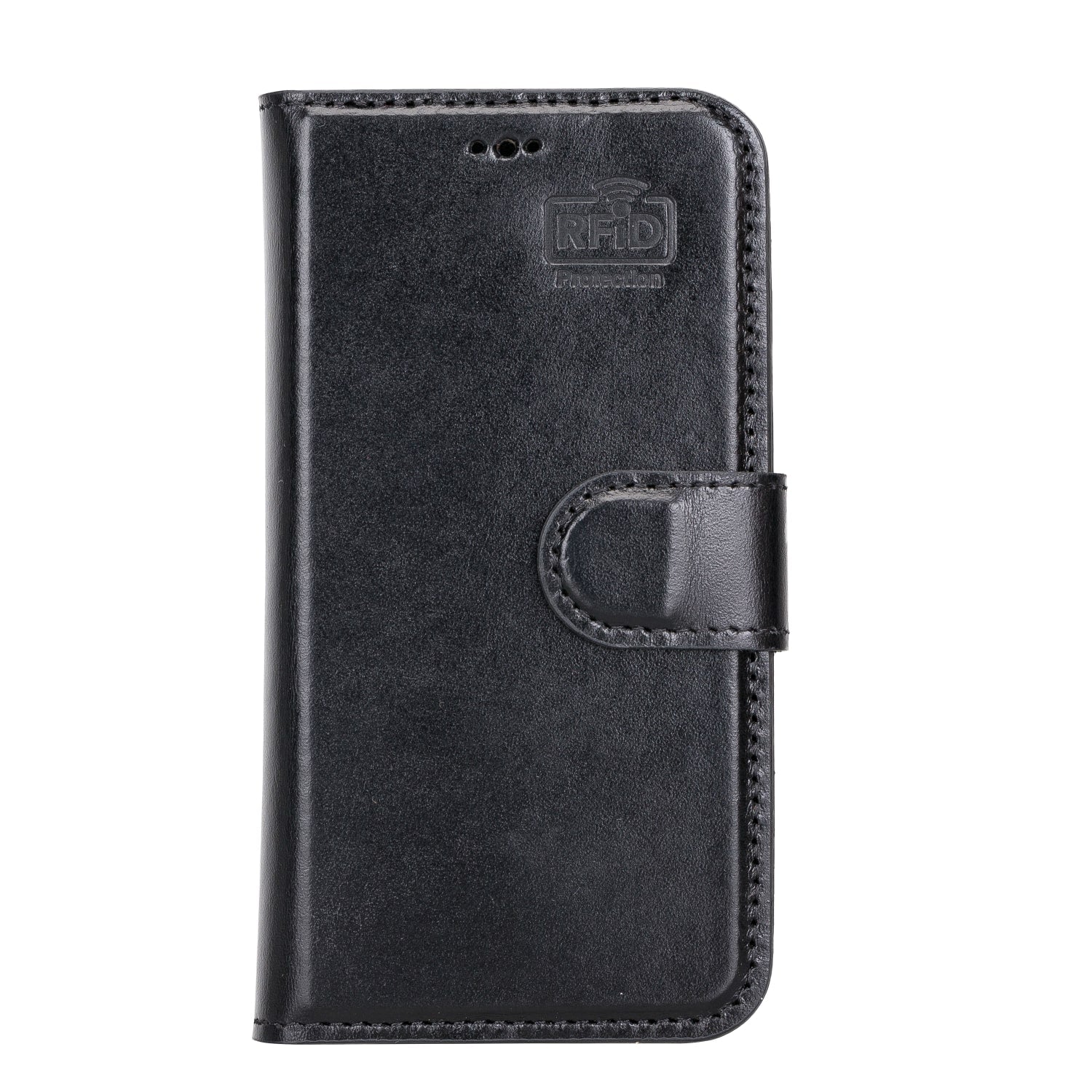 Black Leather iPhone 13 Mini Detachable Bi-Fold RFID Wallet Case with MagSafe & Card Holder - Bomonti - 3